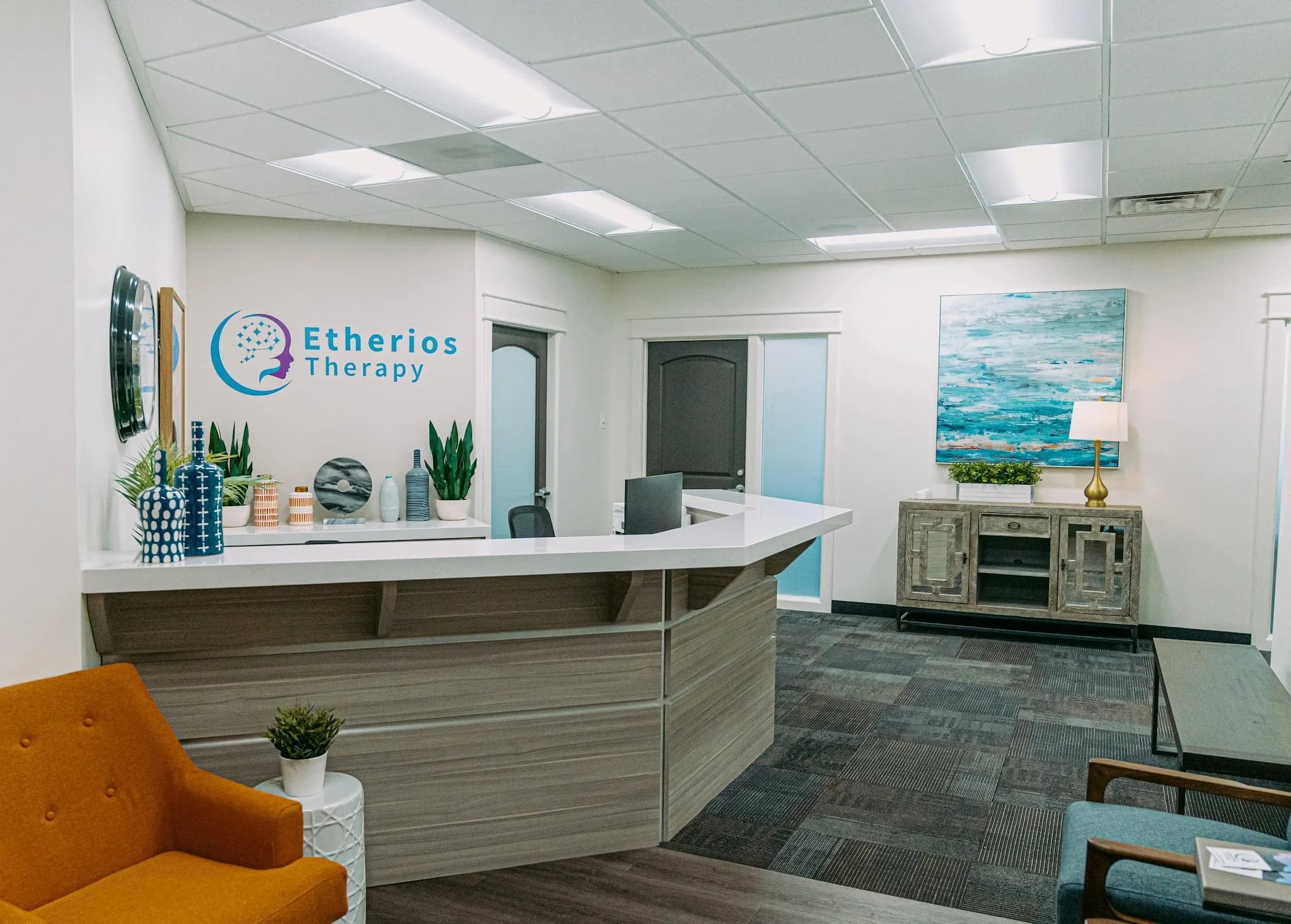 Etherios Therapy clinic lobby in Orem, Utah